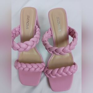 Soda Women's Pink Braided Strap Smer Sandals (#1,004)